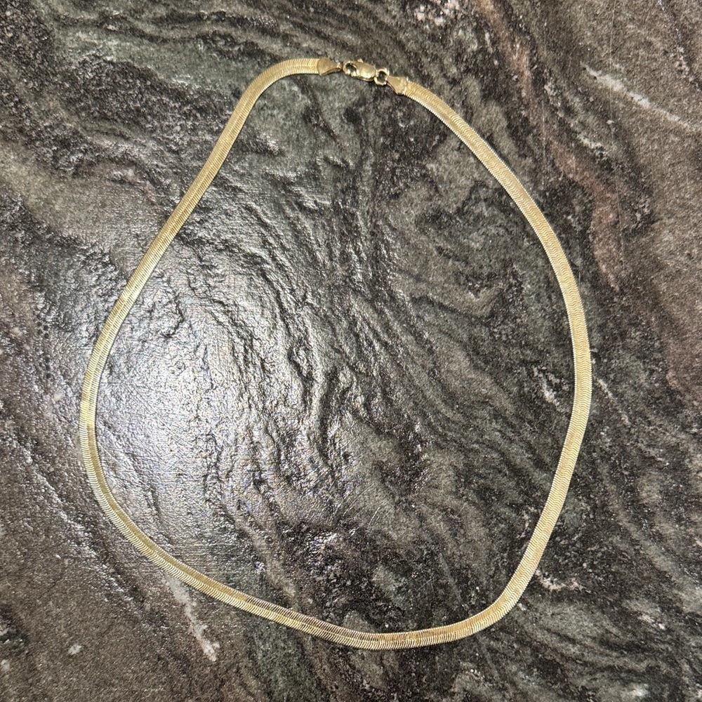 Elegant 14K 20” 4.9 mm Herringbone Gold Necklace